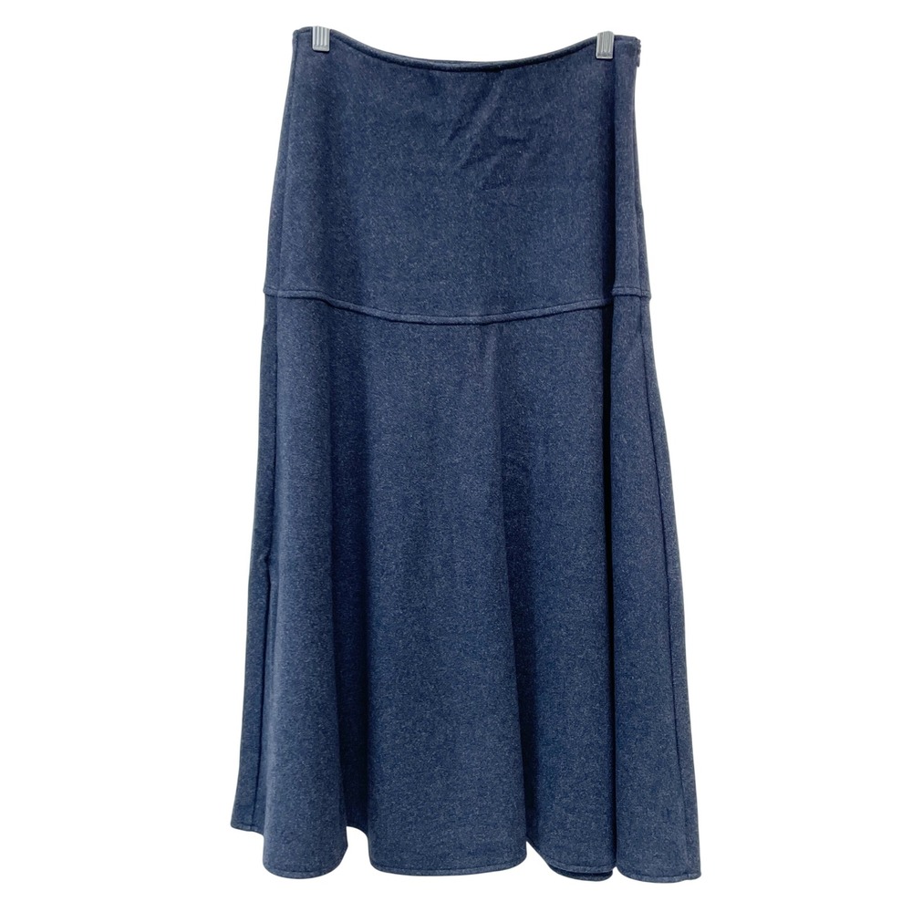 OGL Women's Navy Blue CashSoft Flared Wool-Like Maxi Skirt Size Small Petite